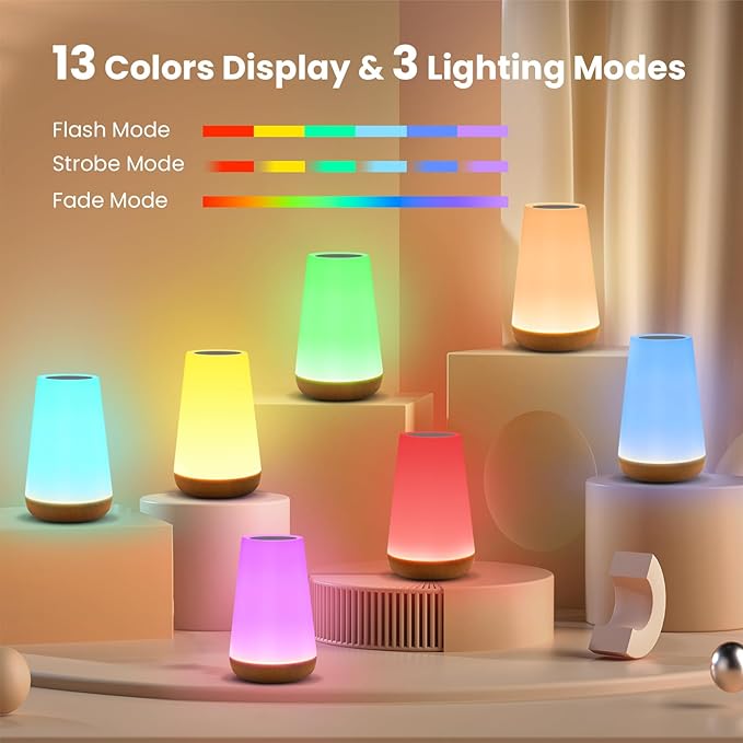 THAUSDAS Touch Lamp – 13-Color Dimmable Night Light