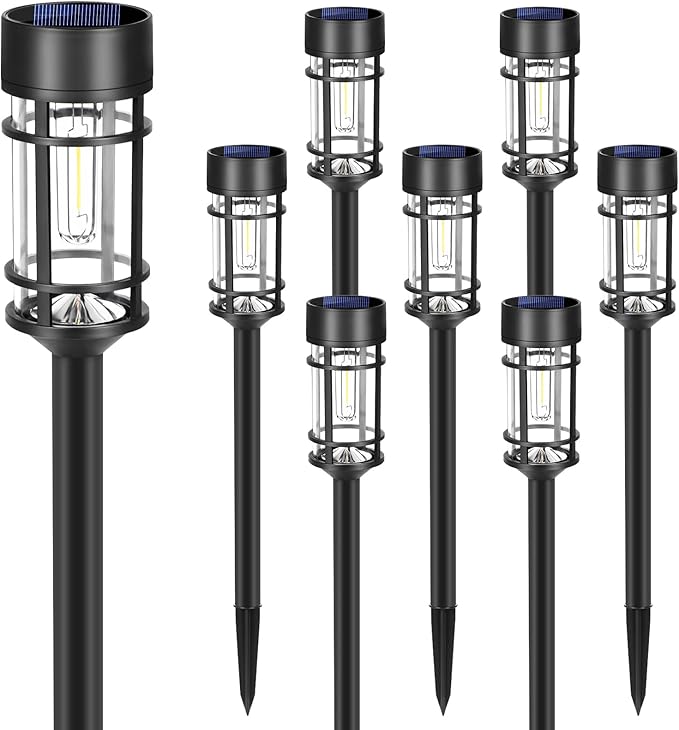 Organic Glow – 8-Pack Solar Garden Path Lights