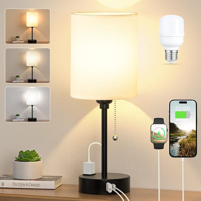 PureGlow 2-in-1 Minimalist Bedside Table Lamp