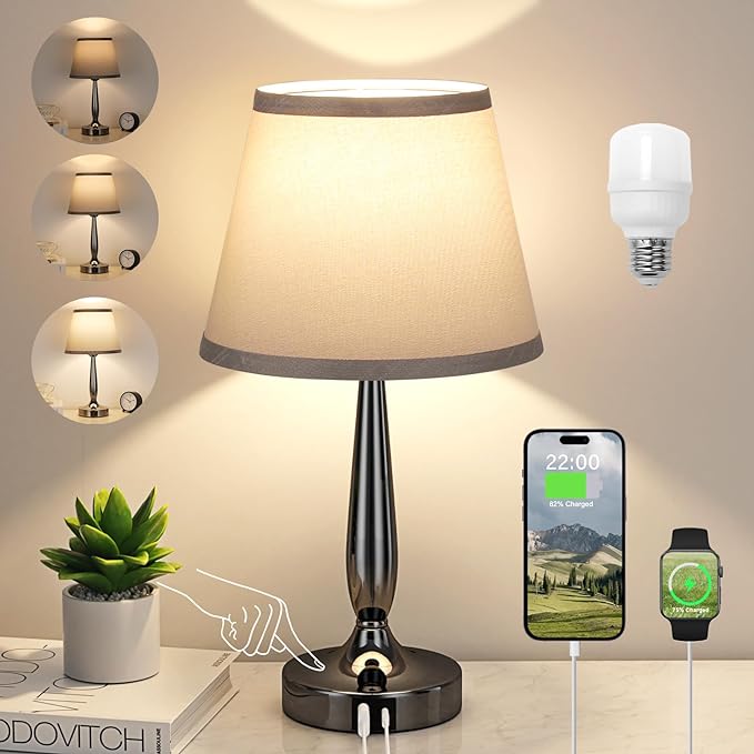 Kakanuo 3-Way Dimmable Touch Lamp with USB-C