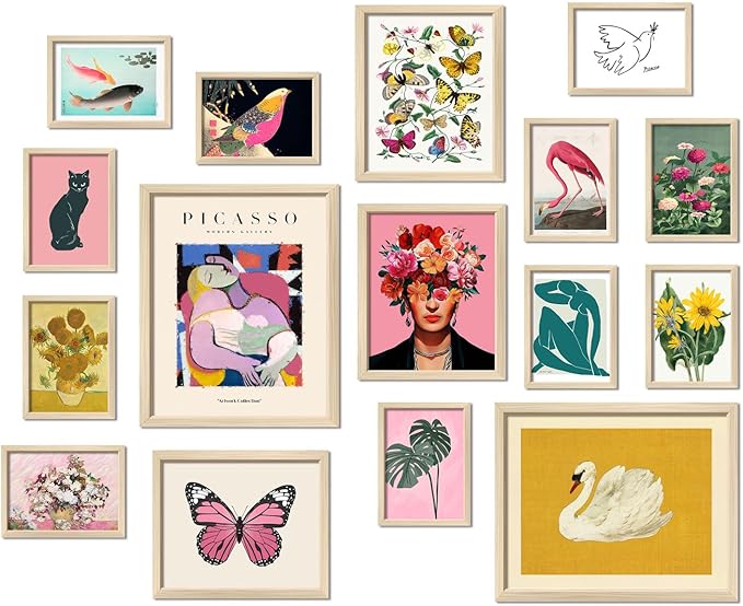 16-Piece Boho Wall Art Set – Colorful Modern Home Decor