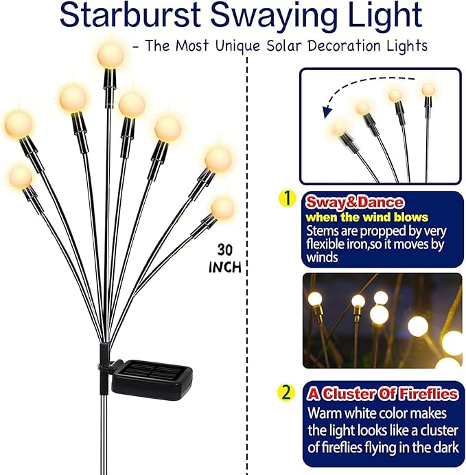 Tonulax Solar Swaying Garden Lights – 2 Pack