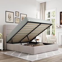 Allewie Queen Bed with Hydraulic Storage – Light Beige