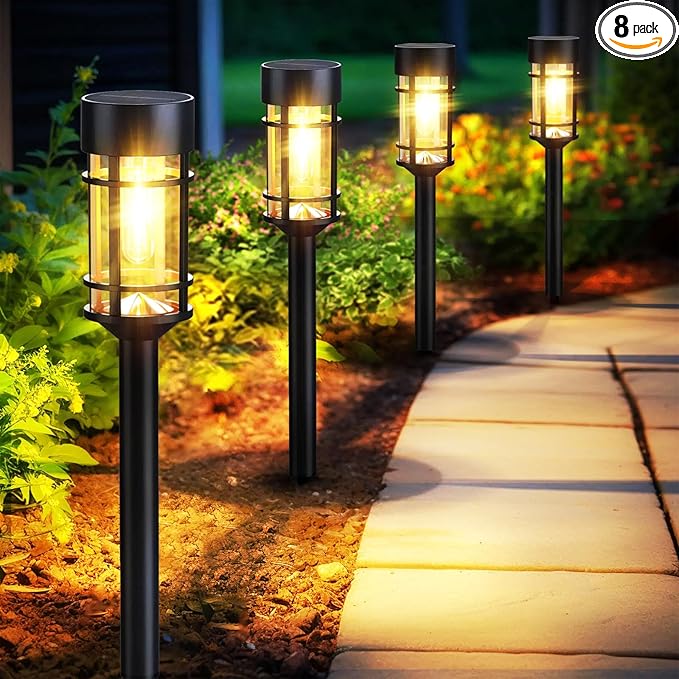 Organic Glow – 8-Pack Solar Garden Path Lights
